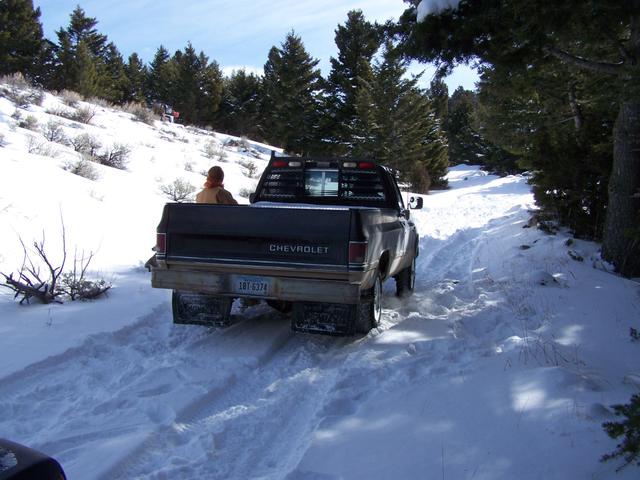 End of the road for the pickup...big drift just out of the pic