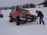 Don Gordon, hot dogging on the way down, stuck and BROKE !