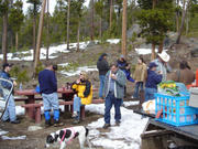 eating around the fire