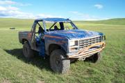 Mike \"Half Ast Racing\" Nunn\'s Bronco after a rollover during the baja