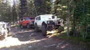 Lunch at the Leadville mining camp - Tom and Don on one side of the road