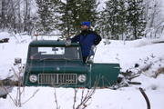 Tom awaits help in the form of wire rope and a Warn winch attached to a HEAVY Unimog