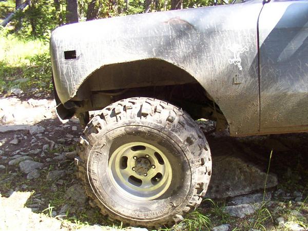 Verifying tire clearance.