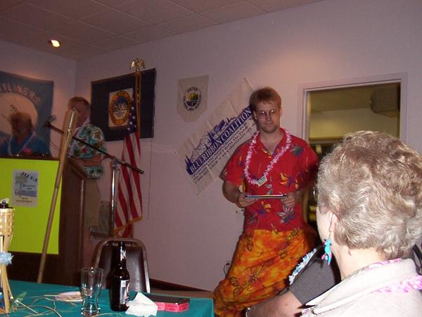 Tom Mandera won 4-Wheeler of the Year - and tries to get back to his seat before anyone can get a picture.