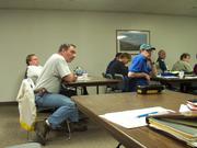 Mountaineer Blair Howze sits behind a representative from Blue Ribbon Coalition
