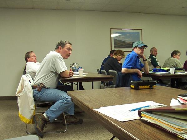 Mountaineer Blair Howze sits behind a representative from Blue Ribbon Coalition