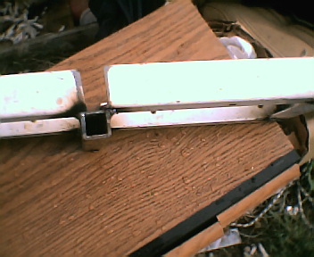 After welding the pieces together, we found the frame shrunk, so we cut it in half, and welded a brace to it. It isn't perfectly