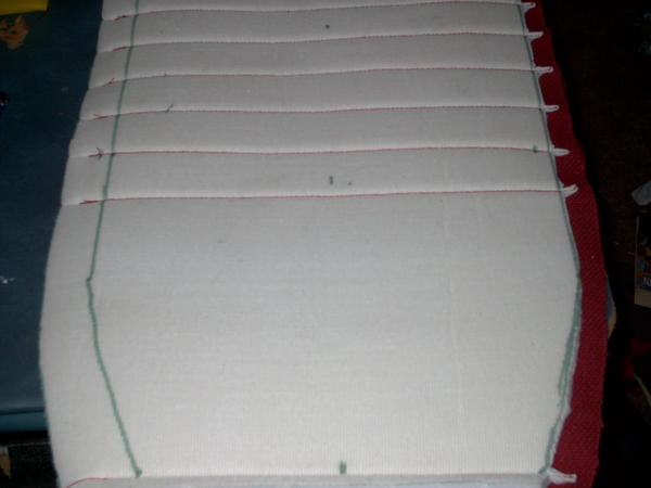 Bottom of center section, I tried to trim the foam prior to stitching the next piece on, don't do it that way, it is harder. the