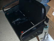 Seat frame is now painted with black hammerite finish, nice new seatbelts attached to the seat frame, not the rusted through flo