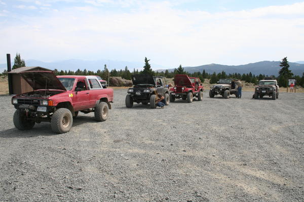 Airing up after the day's ride at the "Four Corners" area of Pipestone.