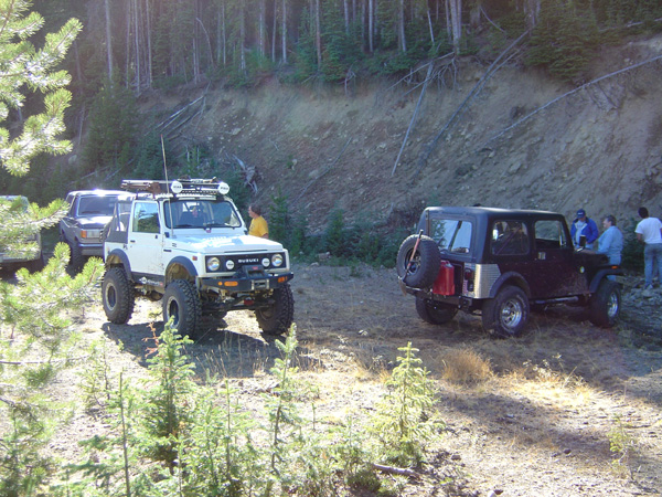 Pit stop at mine shaft entrance.