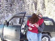 Dennis and Allison embrace after extracting the 4Runner
