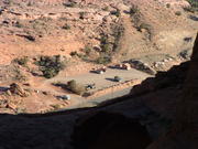 DSCF0031 Moab Rim Trail Parking lot from Poison Spider