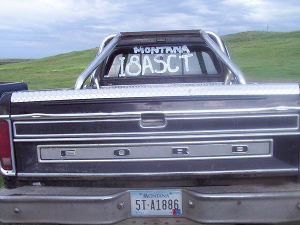 Chris Brown's decorated Ford after beating a Scout in the drags.
